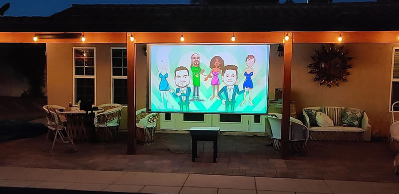 Elite dual outdoor motorisd screen outside