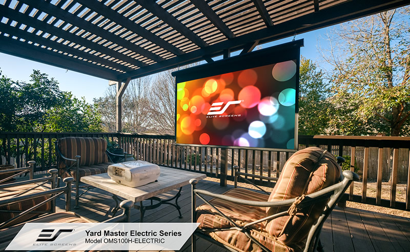 Elite outdoor motorisd screen outside